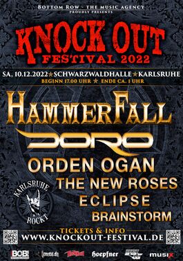 Poster Knock Out Festival 2022 - Hammerfall, Doro, Orden Ogan, The New Roses, Eclipse, Brainstorm