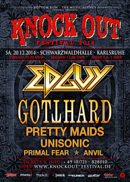 Poster Knock Out Festival 2014 - Edguy, Gotthard, Pretty Maids, Unisonic, Primal Fear, Anvil