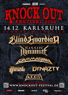 Poster Knock Out Festival 2024 - Blind Guardian, Kissin' Dynamite, Gamma Ray, H.e.a.t, Dynazty, Axxis