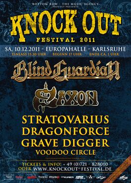 Poster Knock Out Festival 2011 - Blind Guardian, Saxon, Stratovarius, Dragonforce, Grave Digger, Voodoo Circle