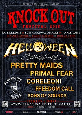 Poster Knock Out Festival 2018 - Helloween, Pretty Maids, Primal Fear, Coreleoni, Freedom Call, Sons Of Sounds