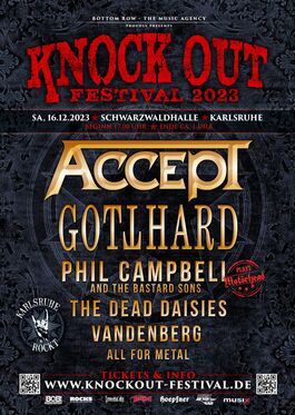 Poster Knock Out Festival 2023 - Accept, Gotthard, Phil Campbell and the Bastard Sons, The Dead Daisies, Vandenberg, All For Metal